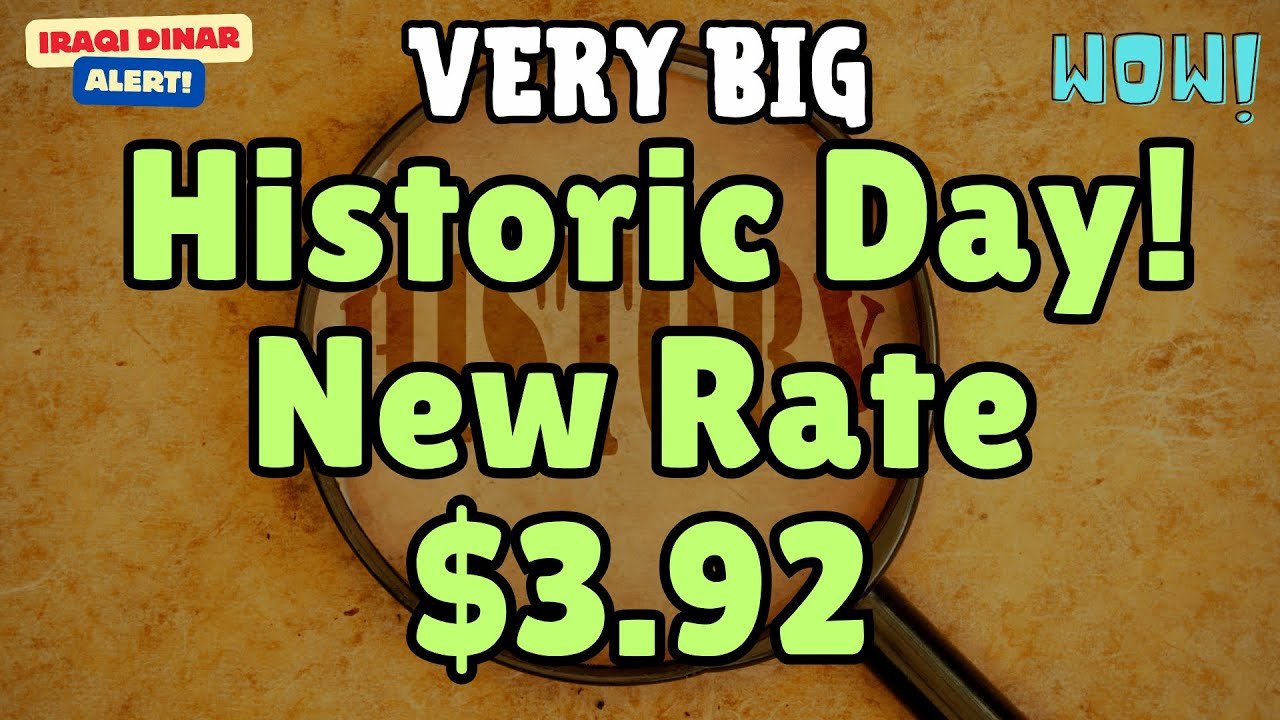 Iraqi Dinar – Very Big Historic Day! New Rate $3.92 – Today Latest IQD RV News