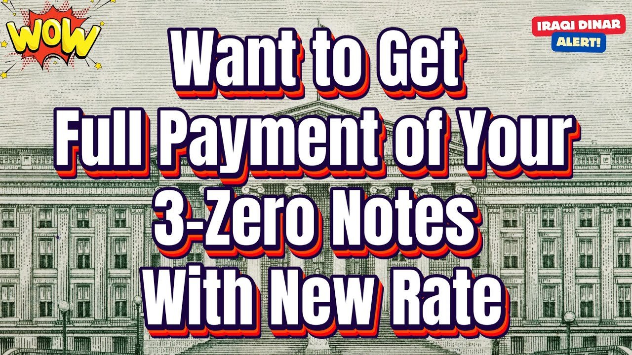 Iraqi Dinar – Want to Get full Payment of Your 3 Zero Notes With New Rate – Today Update & RV News