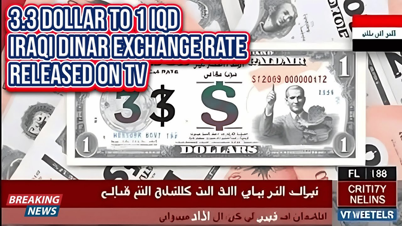 Iraqi Dinar – 3.3 Dollar to 1 IQD Iraqi Dinar Exchange Rate Released on TV – Today IQD News & Update