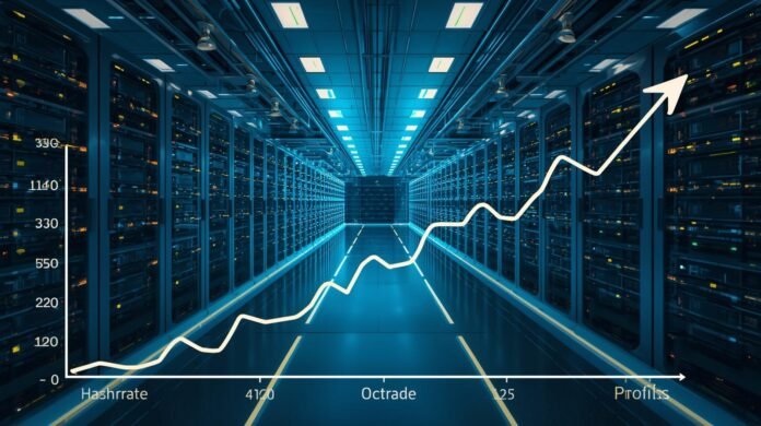 Bitcoin mining hashrate hits record in October profits lag
