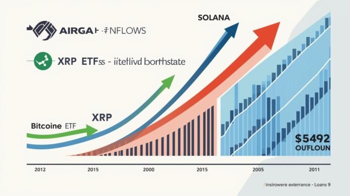 Solana and XRP ETFs extend inflow streak while Bitcoin ETFs bleed 492m