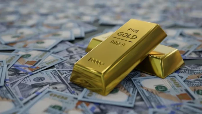 Gold prices fell globally as the dollar strengthened and inflation fears intensified.