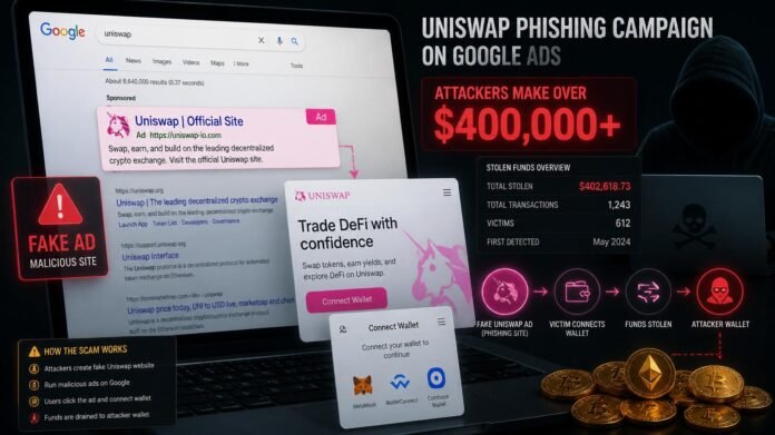 Uniswap phishing campaign on Google ads nets attackers over $400