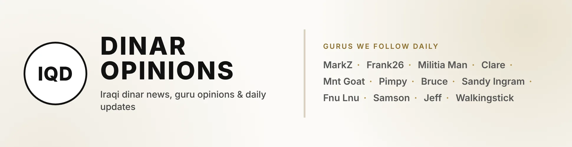 Dinar Opinions