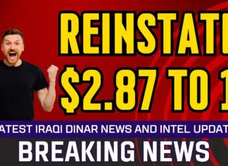 Iraqi Dinar Data – Reinstate $2.87 to 1 – Today IQD Value RV News Guru Updates Exchange Rate